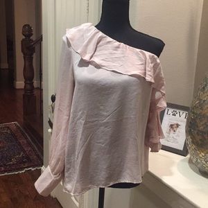 Light pink one shoulder top sz 10